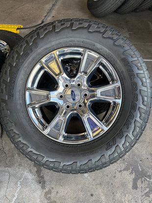 18” OEM Ford Chrome Wheels w/ Falken Wildpeak A/T Tires + TPMS