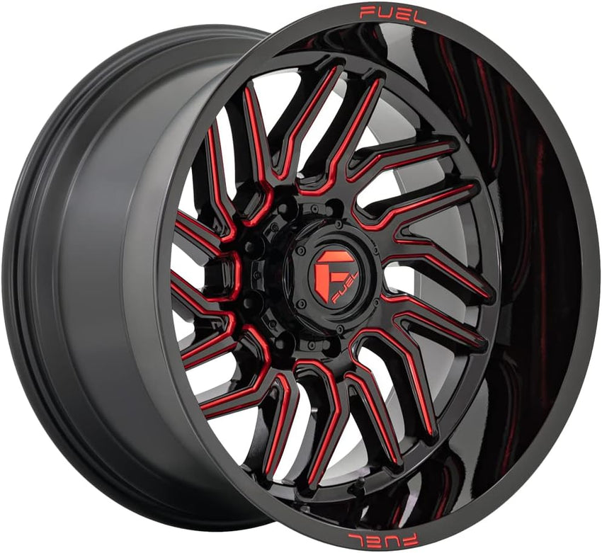 Fuel Offroad D808 Hurricane Gloss Black Milled Red Wheel