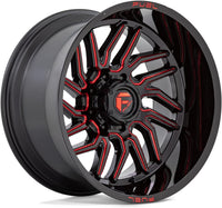 Fuel Offroad D808 Hurricane Gloss Black Milled Red Wheel